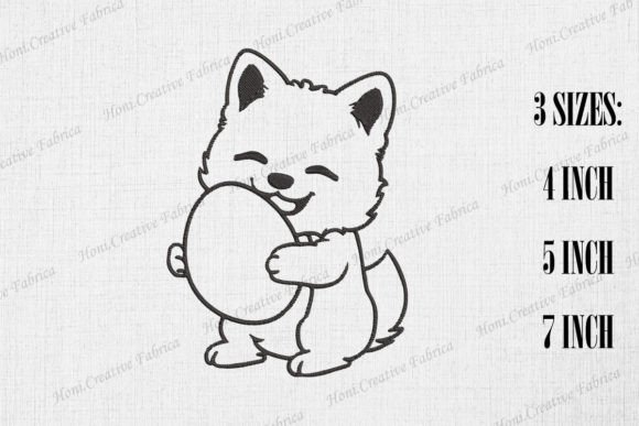 Cute Dog Hugging Easter Egg Embroidery Design Review