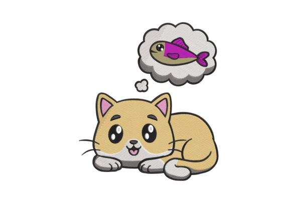 Dreamy Cat: A Whimsical Embroidery Design for Boutique Apparel