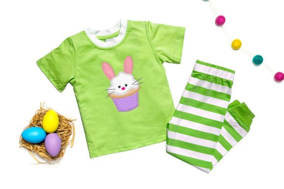Easter Bunny Cupcake Applique: A Festive Embroidery Design for Seasonal Creations