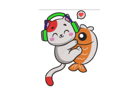 Kitten Music Lover with Fish Friend Embroidery Design Review