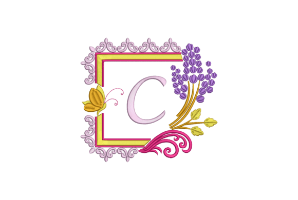 Letter C with Butterfly and Flowers: A Seasonal Embroidery Gem