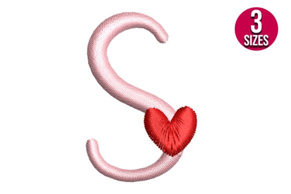 Letter S with Heart Embroidery Design