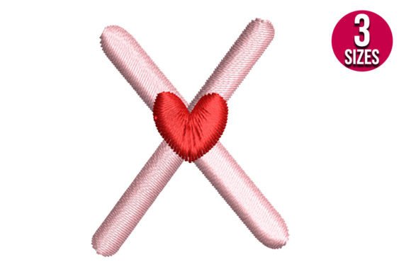 Letter X with Heart Embroidery Design Review for Business Use