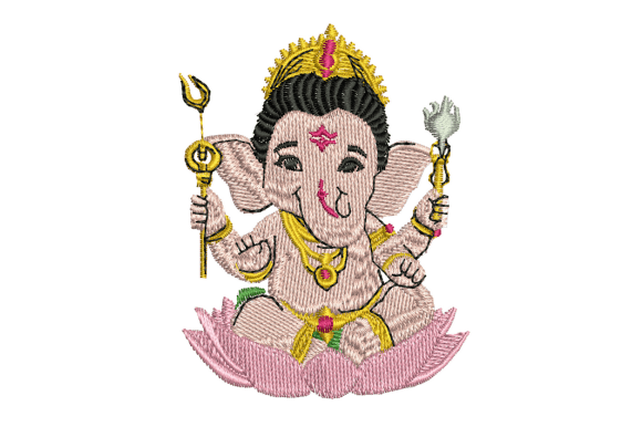 Lord Ganesha Sits and Gives Blessings