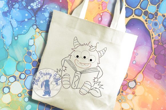 Monsters Read Here: A Charming Embroidery Design for Kids and Crafters