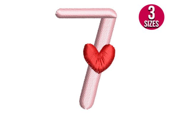 Number Seven with Heart: A Whimsical Embroidery Design for Creative Sellers