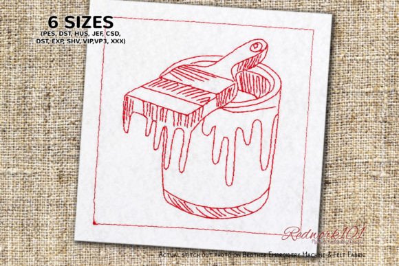 Paint Bucket and Wet Brush Redwork