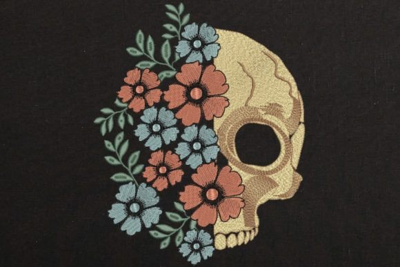 Skull with Flower Embroidery Design Review